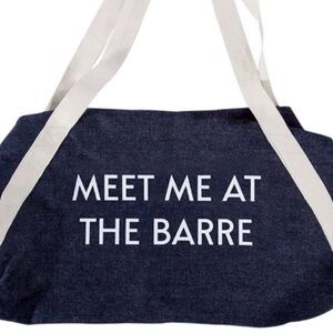 Meet Me At The Barre Denim Navy Canvas Tote Bag with Cream Straps